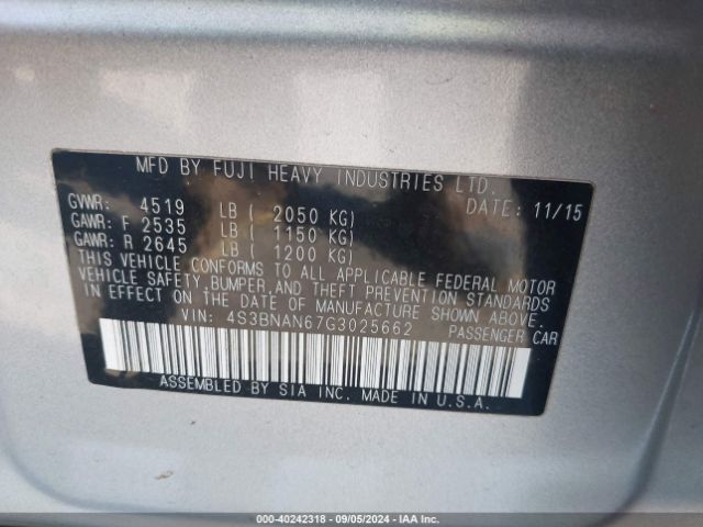 4S3BNAN67G3025662 Subaru Legacy 2.5i Limited