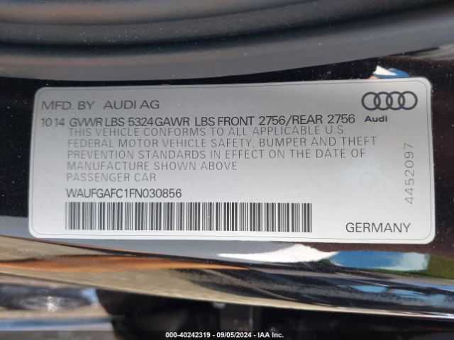 WAUFGAFC1FN030856 Audi A6 3.0t Premium Plus