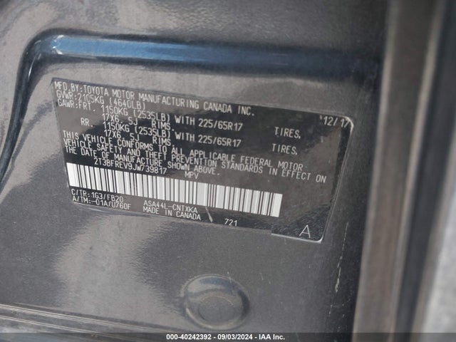 Toyota RAV4 LE 2018 2T3BFREV9JW739817 Image 9