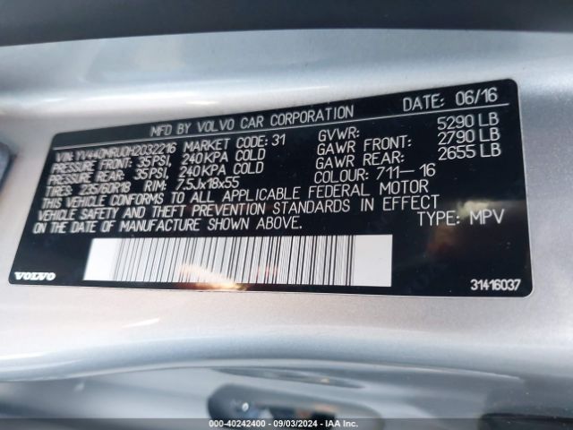 YV440MRU0H2032216 Volvo Xc60 T5 Inscription