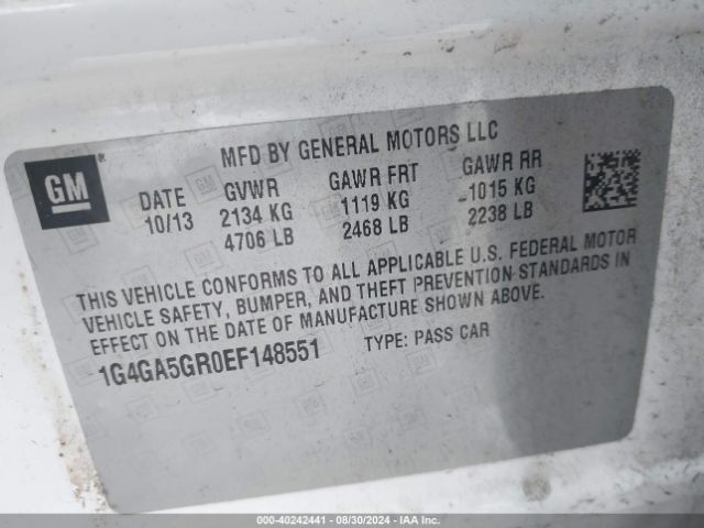 1G4GA5GR0EF148551 Buick Lacrosse