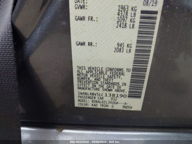 1N4BL4BV5LC138190 Nissan Altima S Fwd