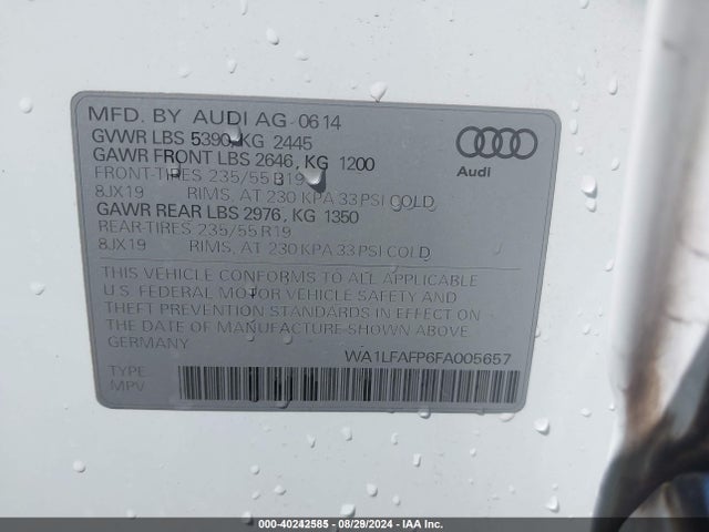 Audi Q5 2.0t Premium 2015 WA1LFAFP6FA005657 Image 9