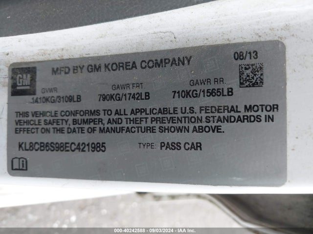 Chevrolet Spark Ls Auto 2014 KL8CB6S98EC421985 Image 9