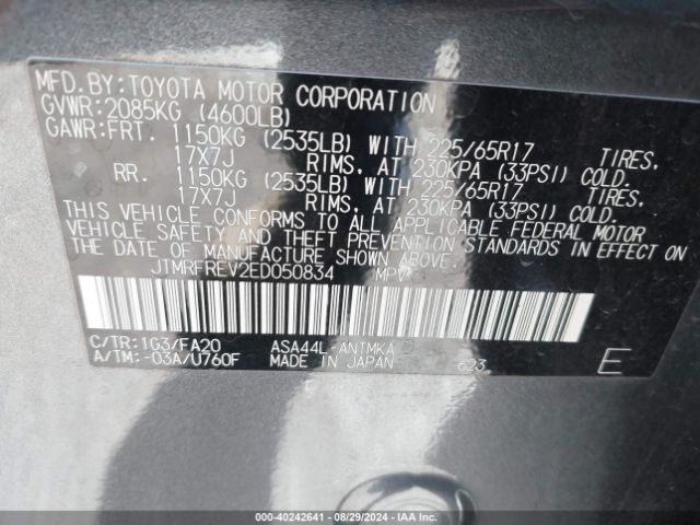 JTMRFREV2ED050834 Toyota Rav4 Xle