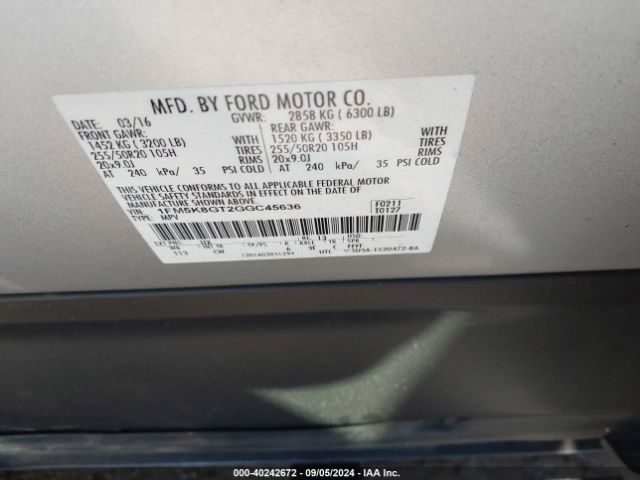 1FM5K8GT2GGC45636 Ford EXPLORER SPORT