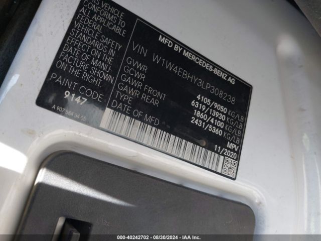 W1W4EBHY3LP308238 Mercedes-Benz Sprinter 2500 Standard Roof V6