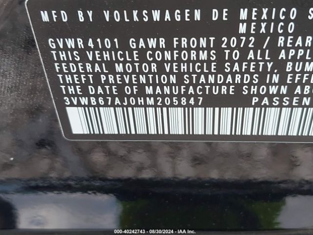 3VWB67AJ0HM205847 Volkswagen Jetta 1.4t Se