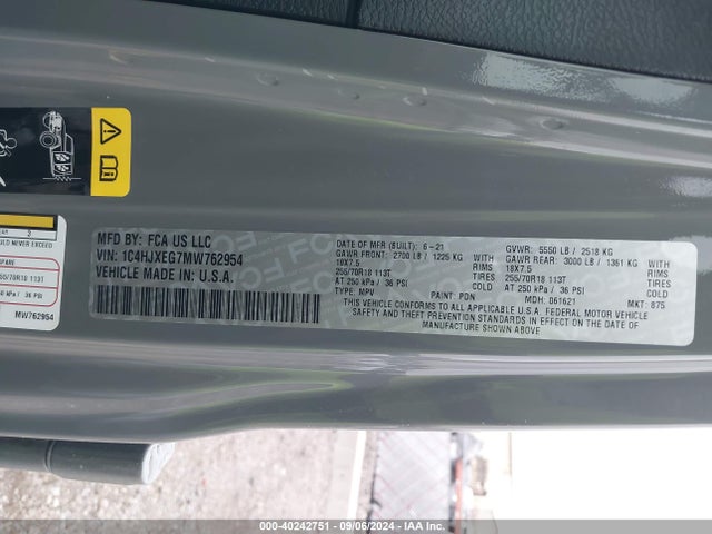 1C4HJXEG7MW762954 Jeep Wrangler Unlimited Sahara 4x4