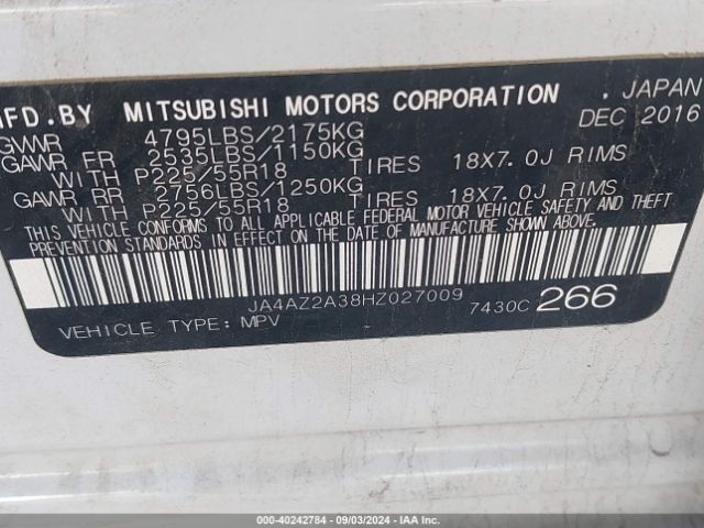 JA4AZ2A38HZ027009 Mitsubishi Outlander Es