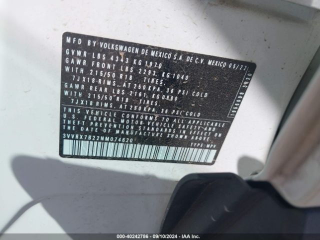 3VVRX7B22NM074620 Volkswagen Taos 1.5t Se