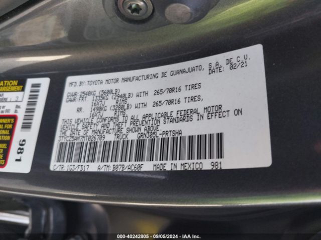 3TYCZ5AN7MT026709 Toyota Tacoma Trd Off-road