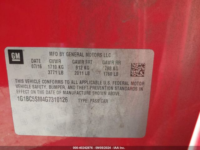 1G1BC5SM4G7310126 Chevrolet Cruze Ls Auto