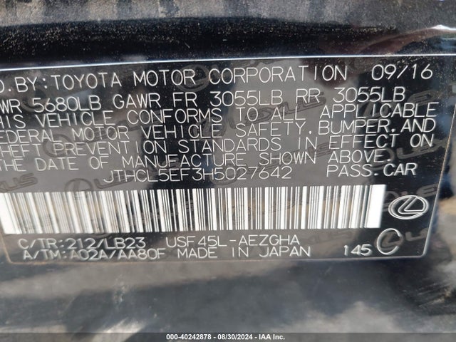 Lexus LS 460 2017 JTHCL5EF3H5027642 Image 9