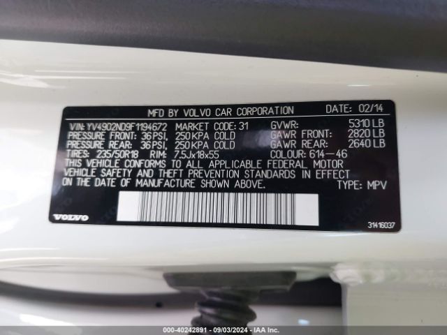 YV4902ND9F1194672 Volvo Xc70 T6 Platinum