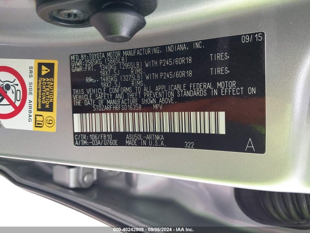5TDZARFH6FS016358 Toyota Highlander Le