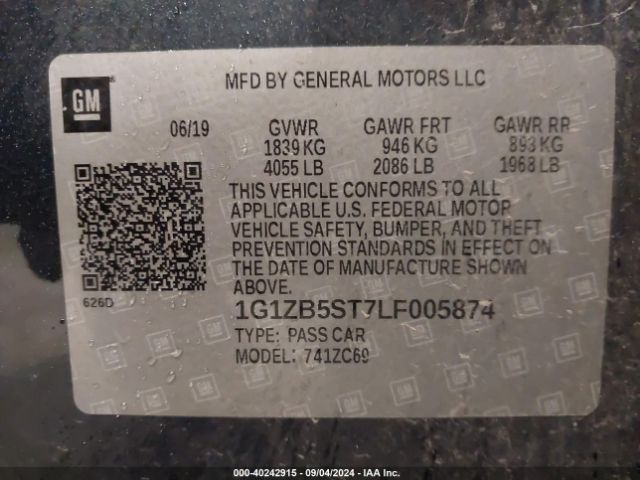 1G1ZB5ST7LF005874 Chevrolet Malibu Fwd Ls