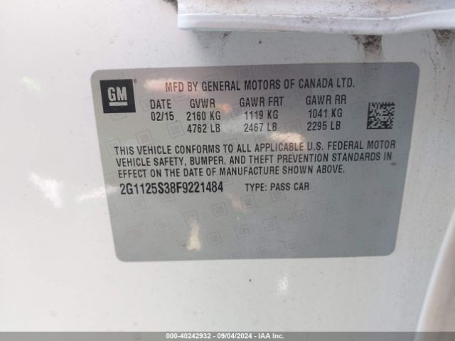 2G1125S38F9221484 Chevrolet Impala 2lt