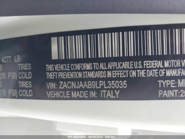 ZACNJAAB9LPL35035 Jeep Renegade Sport Fwd