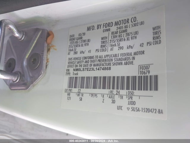 Ford Transit Connect Xl 2020 NM0LS7E23L1474868 Image 9