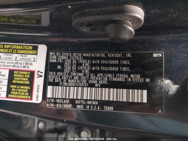 Toyota Venza Xle V6 2015 4T3BK3BB6FU109781 Image 9