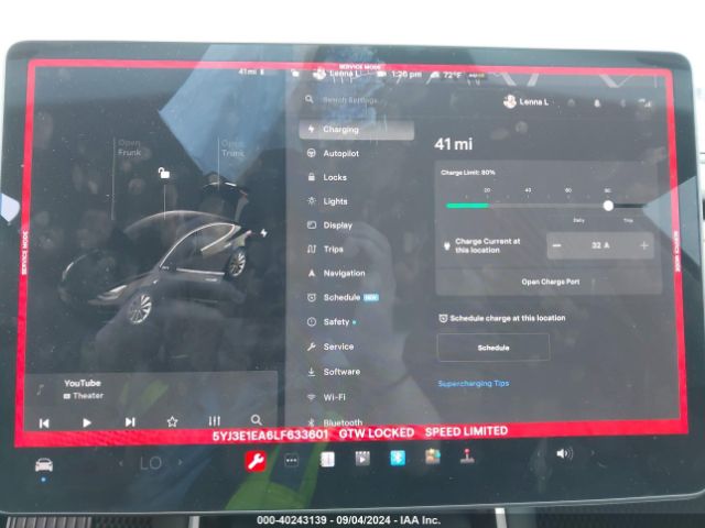 5YJ3E1EA6LF633601 Tesla MODEL 3