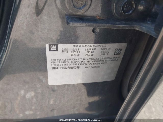 1G6AH5RX2F0104379 Cadillac ATS LUXURY