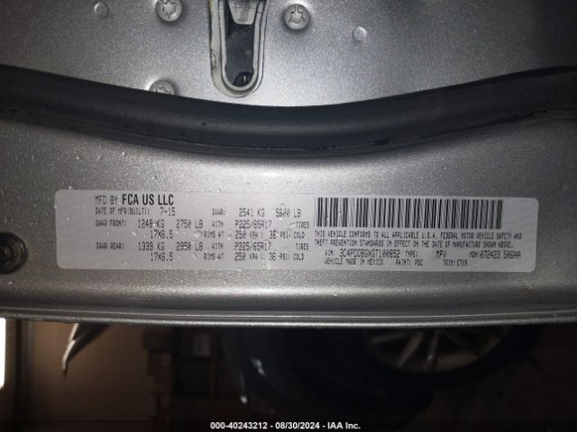 3C4PDDBGXGT100852 Dodge Journey Sxt