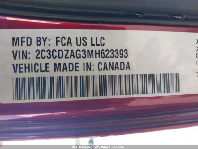 2021 DODGE CHALLENGER 2C3CDZAG3MH623393 Photo 8