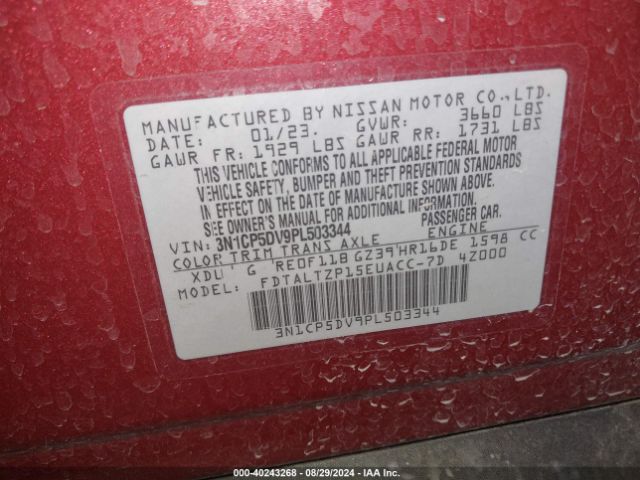 3N1CP5DV9PL503344 Nissan Kicks Sr Xtronic Cvt