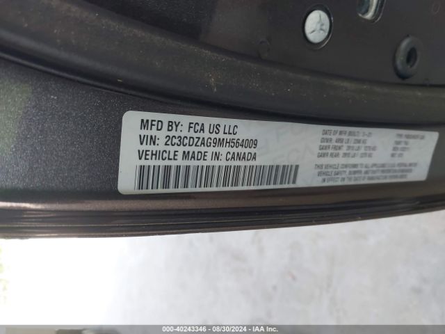 2C3CDZAG9MH564009 Dodge Challenger Sxt