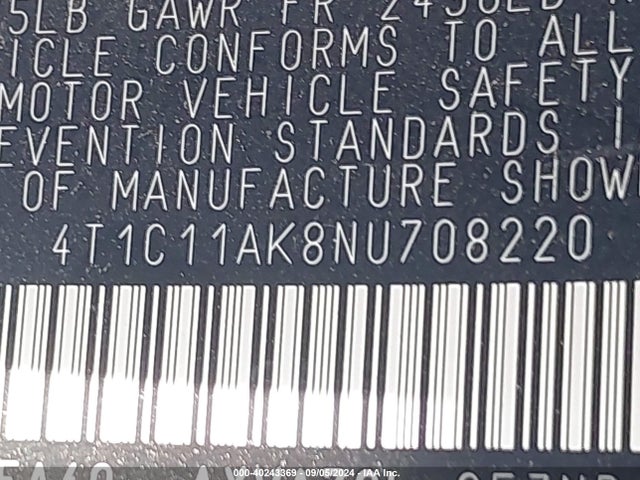 Toyota CAMRY LE 2022 4T1C11AK8NU708220 Image 9
