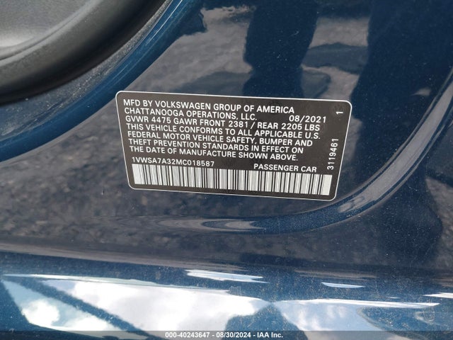 1VWSA7A32MC018587 Volkswagen Passat 2.0t Se