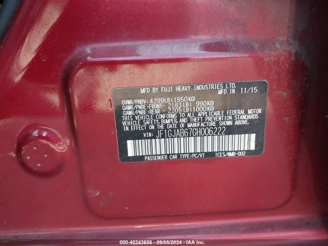 JF1GJAB67GH006222 Subaru Impreza 2.0i Premium