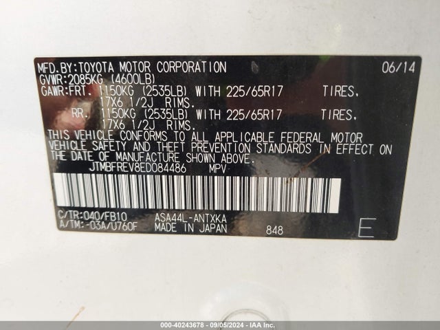 Toyota RAV4 LE 2014 JTMBFREV8ED084486 Image 9