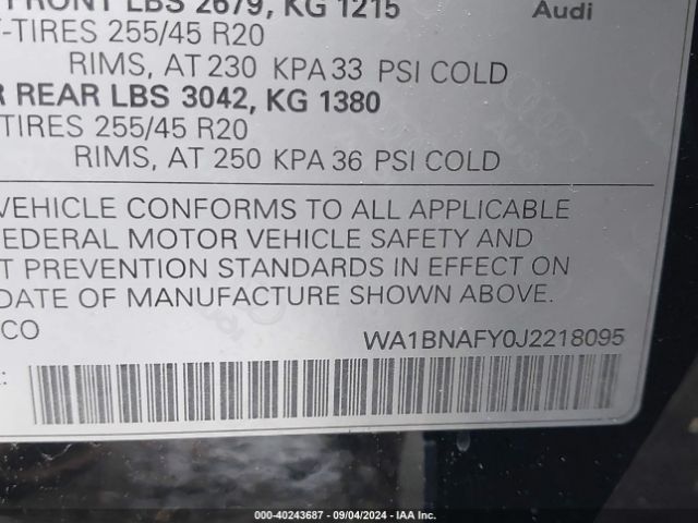 WA1BNAFY0J2218095 Audi Q5 2.0t Premium/2.0t Tech Premium
