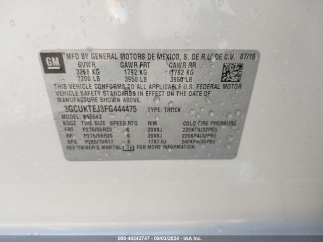 3GCUKTEJ3FG444475 Chevrolet Silverado 1500 High Country