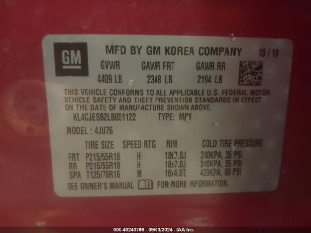 KL4CJESB2LB051122 Buick Encore Awd Preferred
