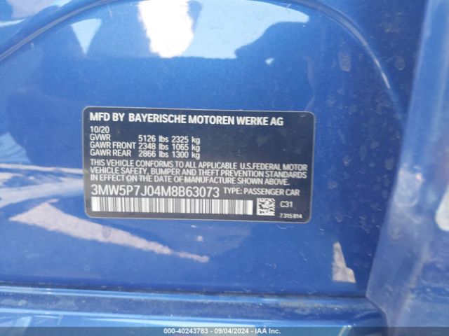 2021 BMW 3 SERIES 3MW5P7J04M8B63073 Photo 8