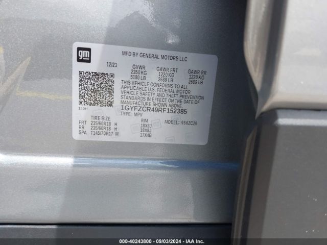1GYFZCR49RF152385 Cadillac Xt4 Fwd Premium Luxury