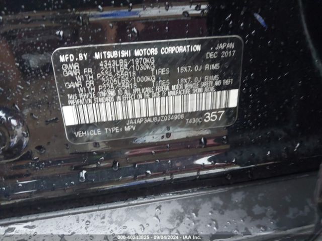 JA4AP3AU8JZ034908 Mitsubishi Outlander Sport Es 2.0