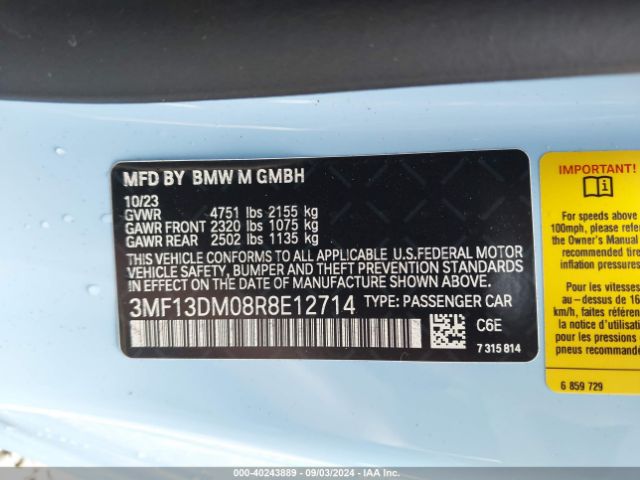 3MF13DM08R8E12714 BMW M2