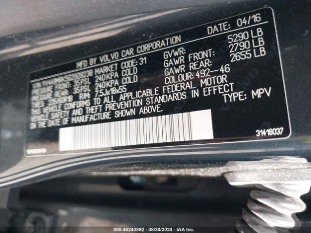 YV449MRK5G2928238 Volvo Xc60 T6 Drive-e