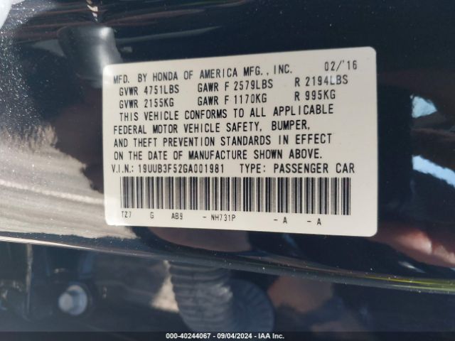 19UUB3F52GA001981 Acura Tlx V6 Tech