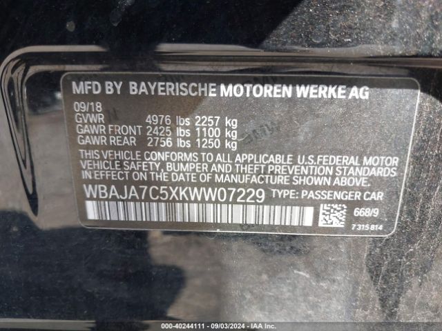 WBAJA7C5XKWW07229 BMW 530i Xdrive