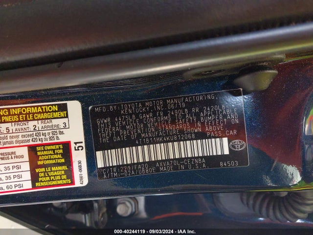 Toyota CAMRY LE 2019 4T1B11HK4KU812068 Image 9