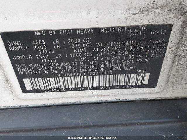 4S4BRBLC1E3246430 Subaru Outback 2.5i Limited