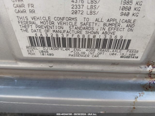 2011 MITSUBISHI GALANT 4A32B3FF8BE013369 Photo 8