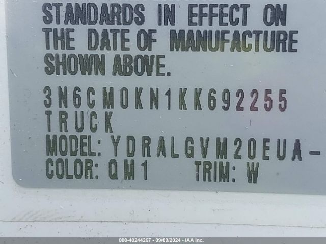 3N6CM0KN1KK692255 Nissan NV200 SV