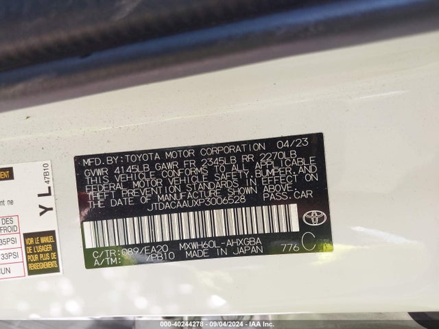 JTDACAAUXP3006528 Toyota Prius